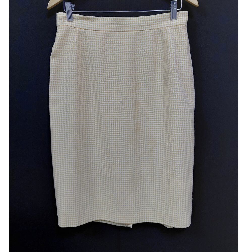 Louis Féraud Silk Wool Blend Skirt Beige Solid Lined Women Size 10